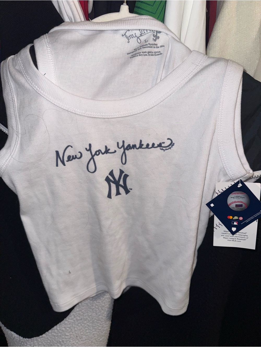 Women’s NY White Ribbed Tank Top